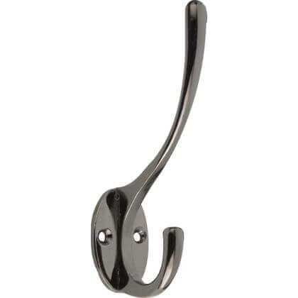 Zinc Constructed Black Nickel Plated Hat & Coat Hook - Wall/Door Mountable - Decohooks