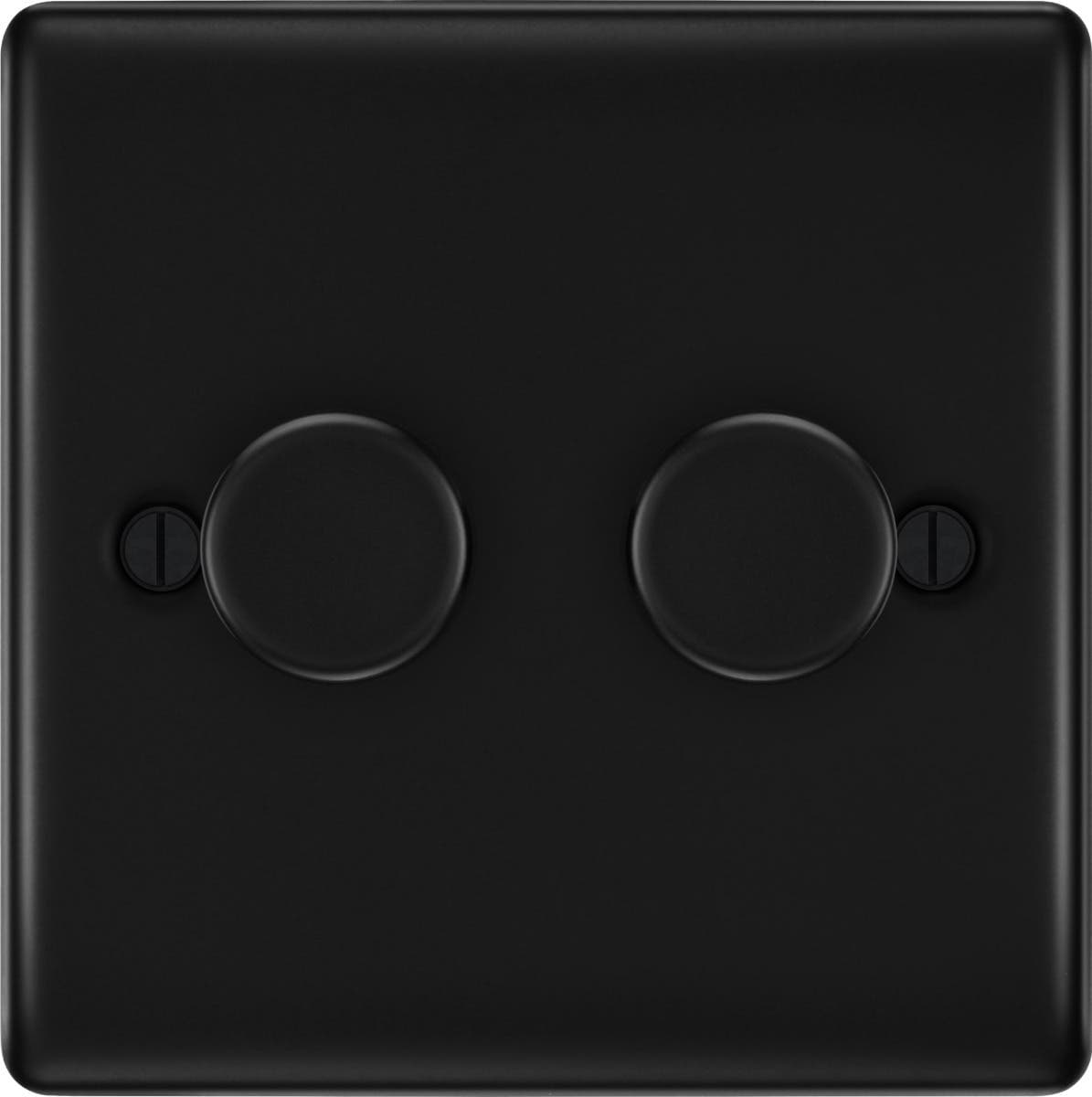 Double Dimmer Switch - 2 Gang/2 Way - 200W - Push On/Off - LED/CFL - Matte Black