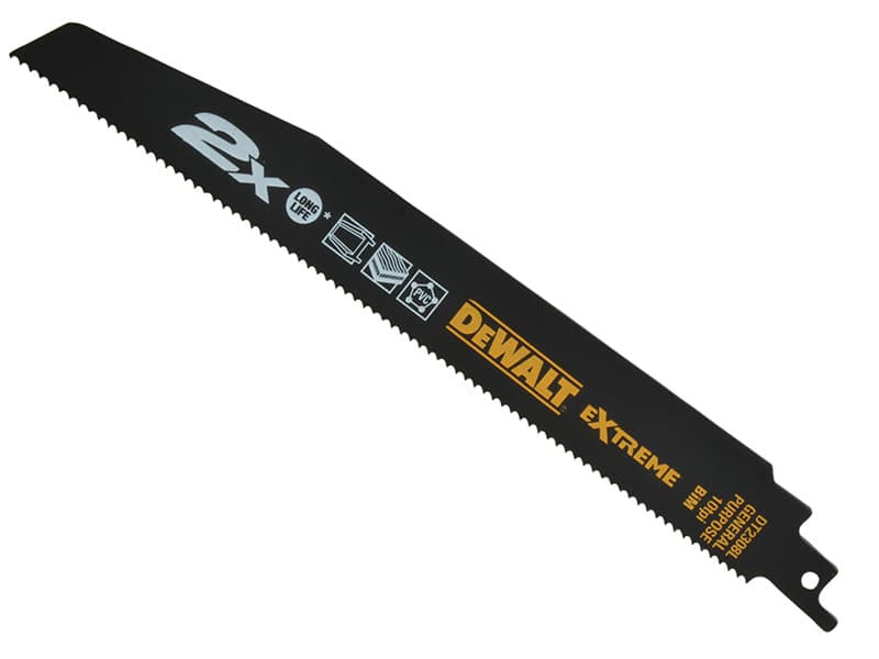 Dewalt DT2308L-QZ 2X Life General Purpose Reciprocating Blade 228Mm X 10 Tpi (Pack 5)