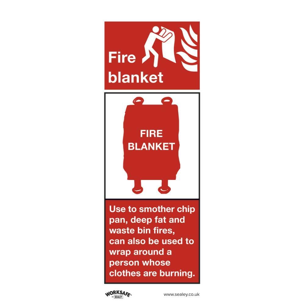 Sealey SS53P10 Safe Conditions Safety Sign - Fire Blanket - Rigid Plastic - Pack Of 10
