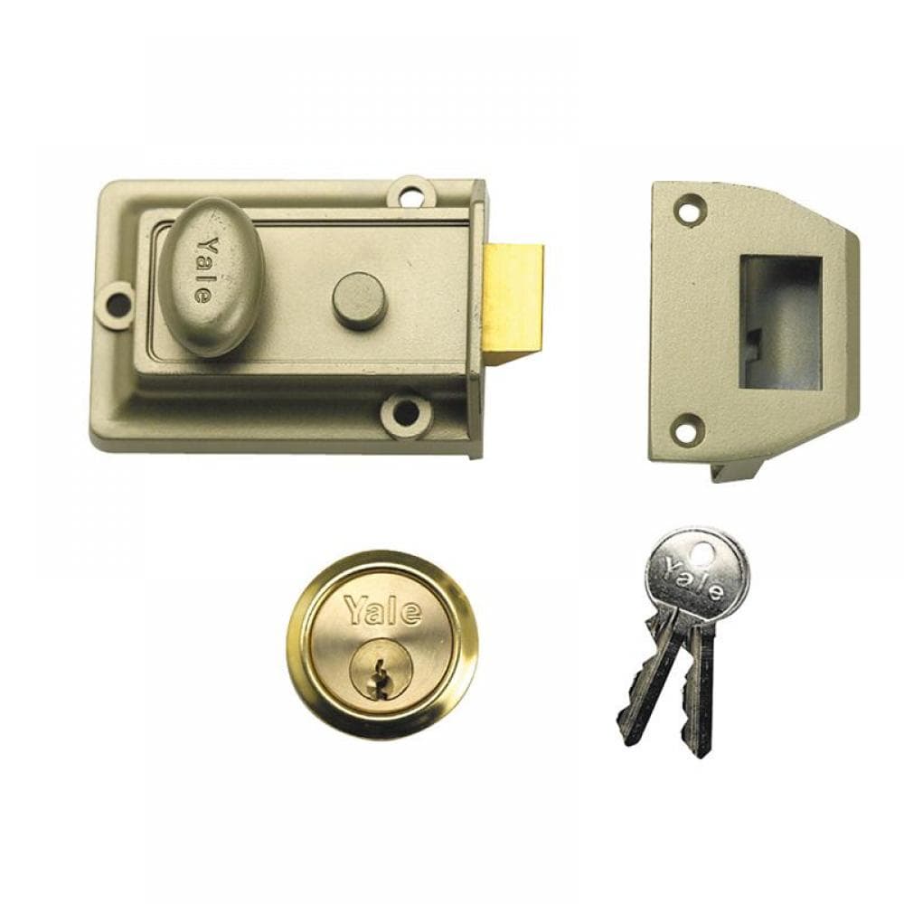 Yale Locks 630077105322 P77 Traditional Nightlatch 60Mm Backset Nickel Brass Finish Visi
