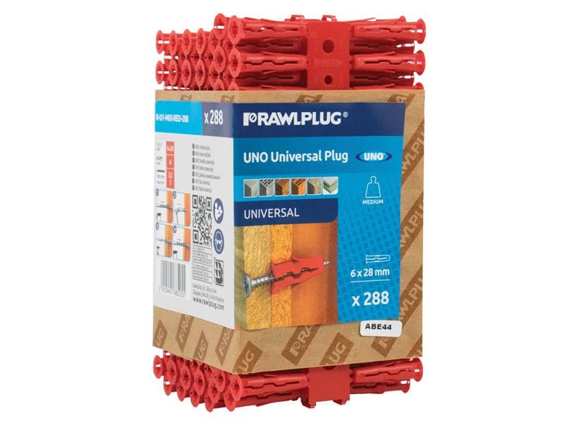 Rawlplug R-U1-MIX-RED-288 Red Uno® Plugs 6 X 28Mm (Pack 288)