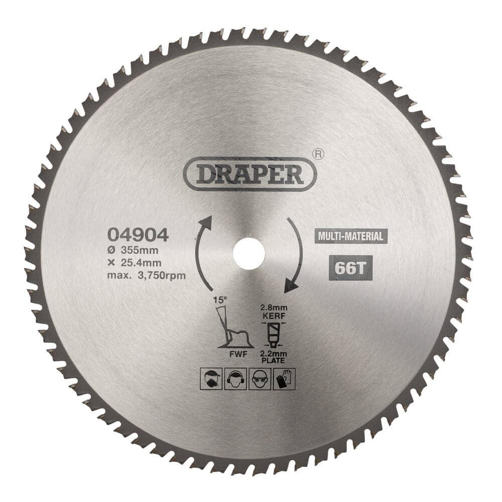 Draper 04904 Tct Multi-Purpose Circular Saw Blade 355 X 25.4Mm 66T each 1