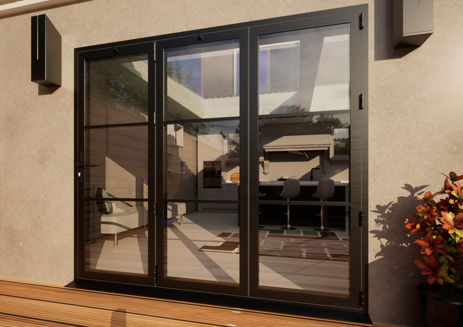 Heritage Aluminium Bifold Door - 2400mm Grey - 3 Right