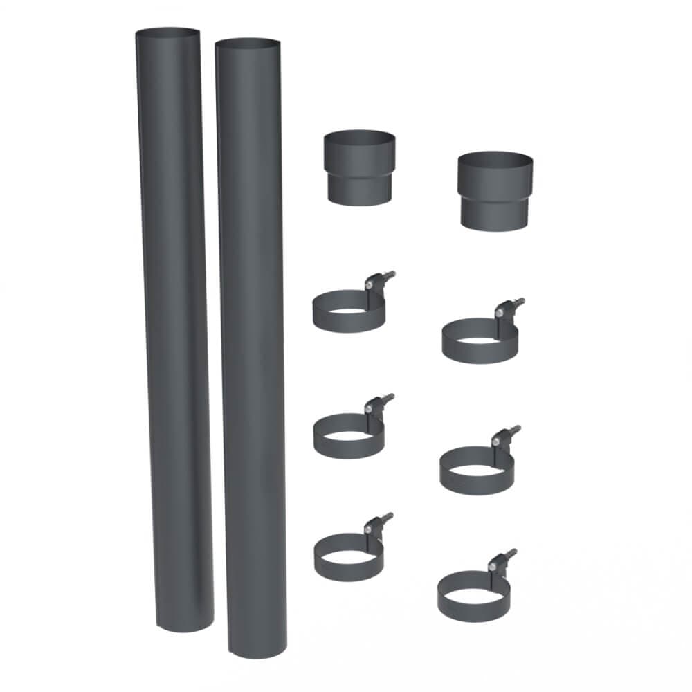 Galeco Steel Round Socket Downpipe Kit Graphite Grey - 87mm Diameter