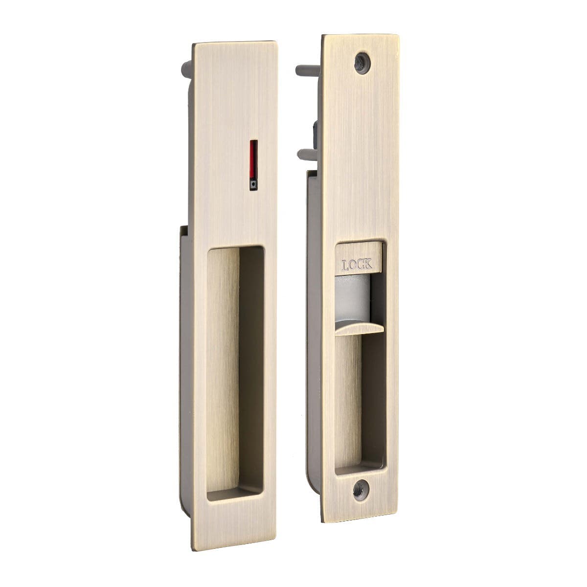Rectangular Sliding Door Lock Set With Indicator- 180mm - Antique Brass - Hardware Solutions