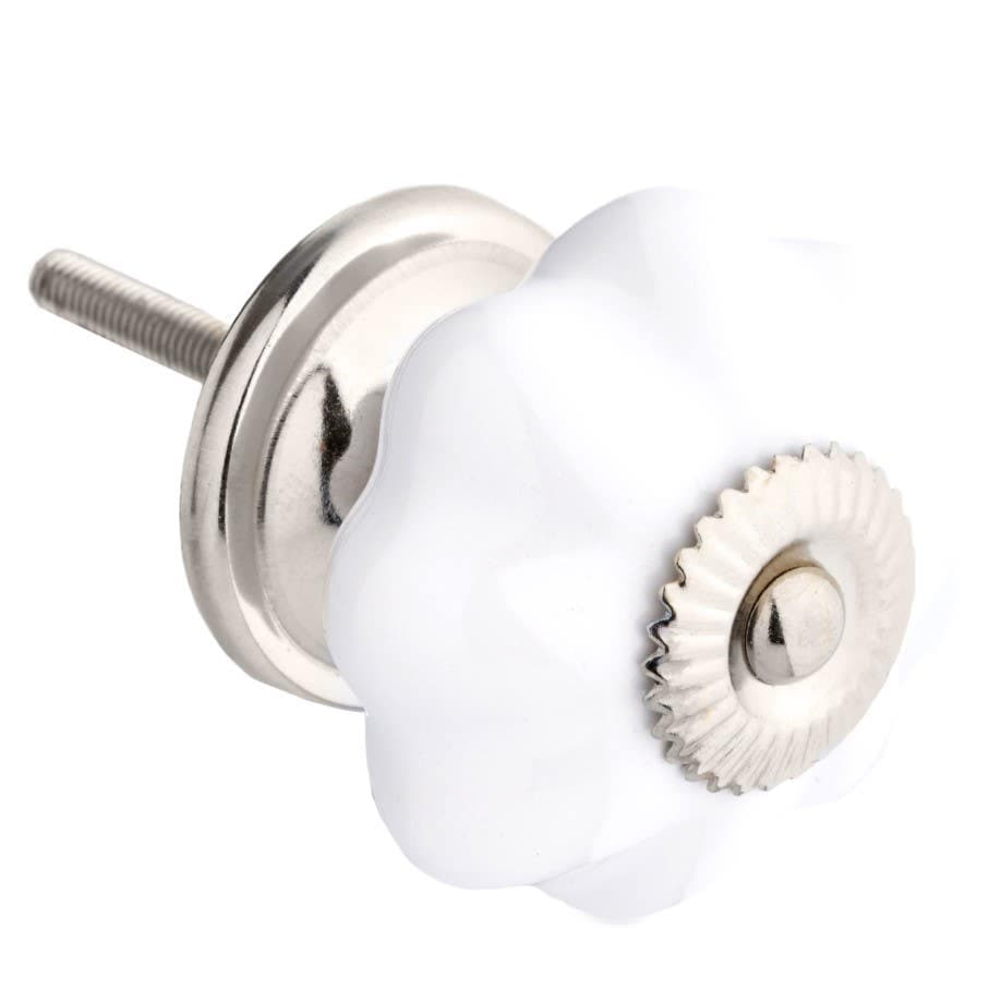 Ceramic Fluted Melon Design Cabinet/Drawer Knob - White Ceramic - 42mm - Elite Knobs & Handles
