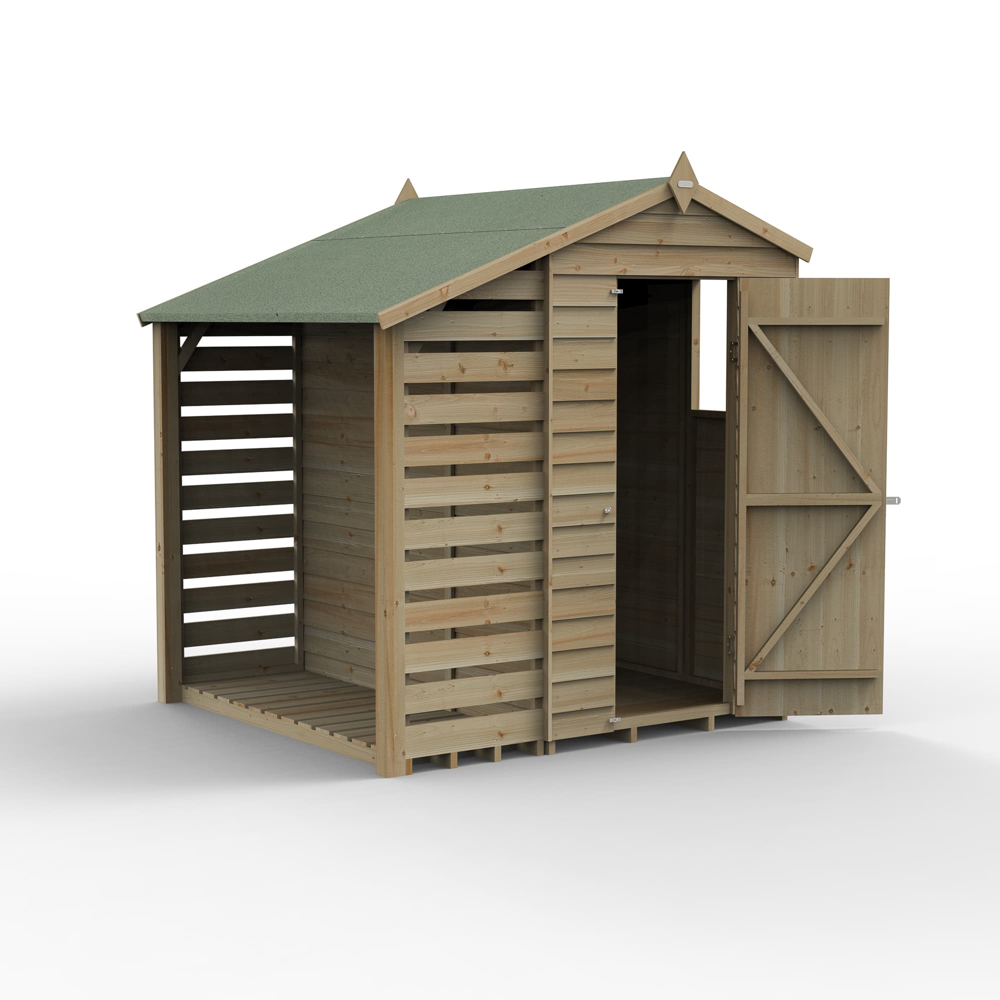 4LIFE Apex Shed 4 x 6 - Single Door - 1 Window - with LEAN-TO
