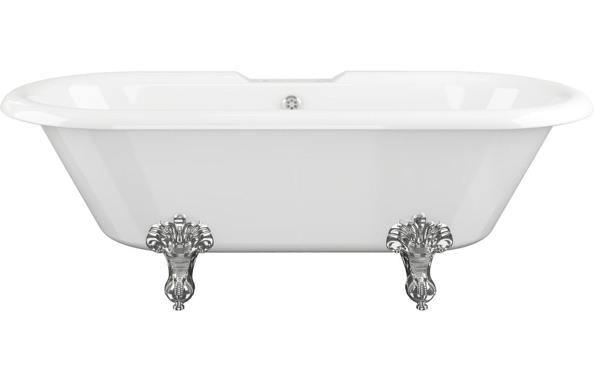 Richmond White Freestanding Bath with chrome claw feet.