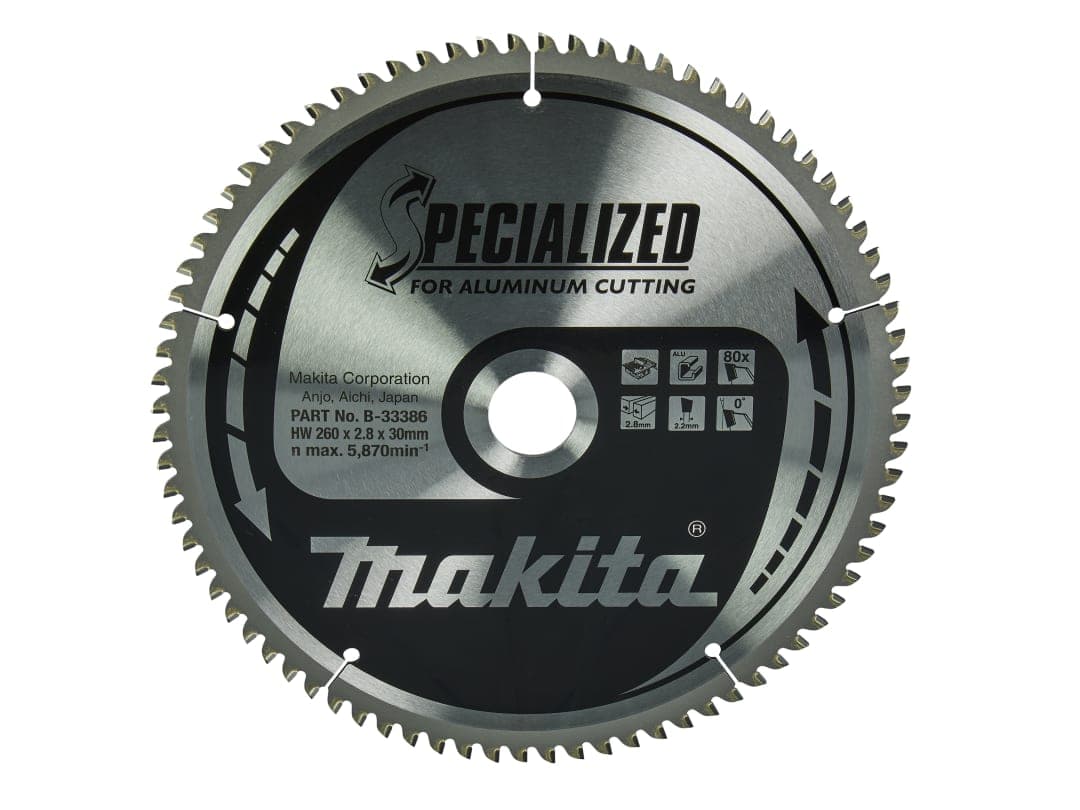 Makita B-33386 Specialized Aluminium Saw Blade 260 x 30mm x 80T B-33386