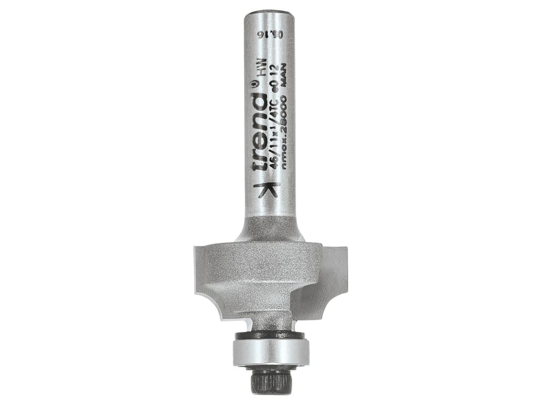 Trend 46/11 x 1/4 TCT Bearing Guided Ovolo & Round Over 3.2mm Radius 46/11X1/4TC