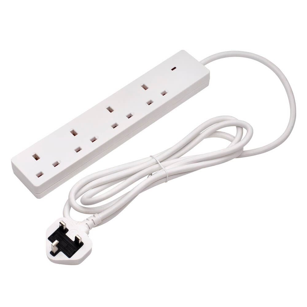 Non-Branded Four Socket Extension Lead With Neon Indicator 2M Pk 1 09657