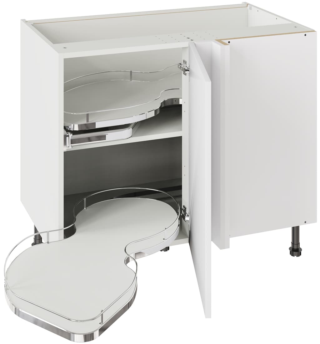 Flatpack 1000 Base Kitchen Cabinet With Dual-Handed Nuvola Blind Corner Slab Supermatt White