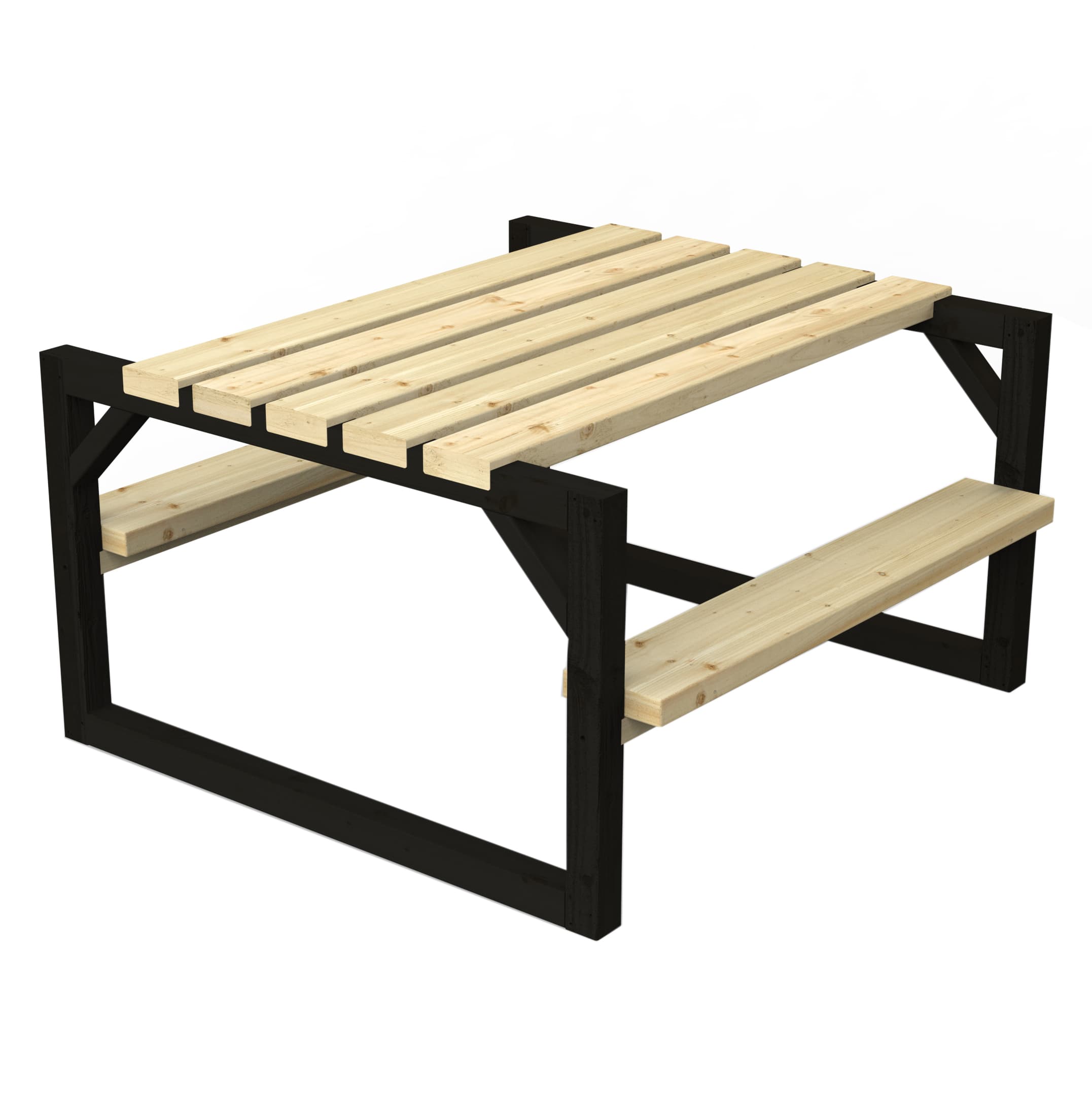 Forest Garden Brown & Black Timber Colour Block Picnic Bench Home Delivery