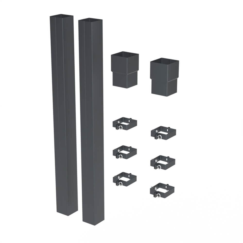 Galeco Square Steel Socket Downpipe Kit Grey - 80mm Diameter