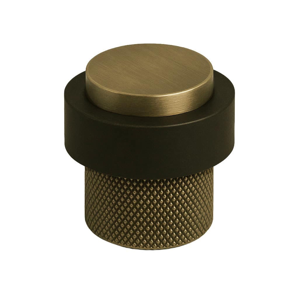 Door Stop - Kensington Knurled Cylinder - 75mm - Antique Brass - Hardware Solutions