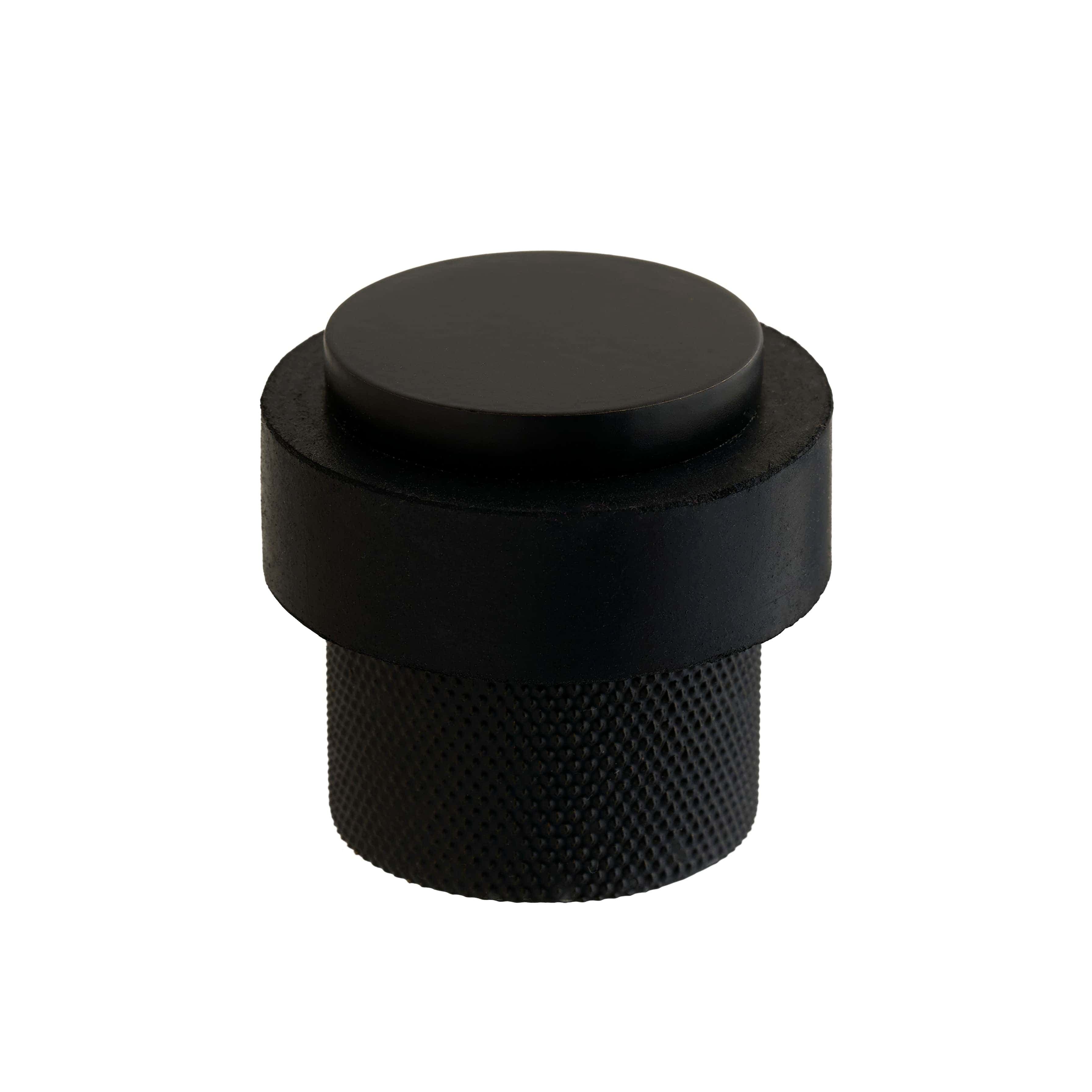 Door Stop - Kensington Knurled Cylinder - 75mm - Matte Black - Hardware Solutions