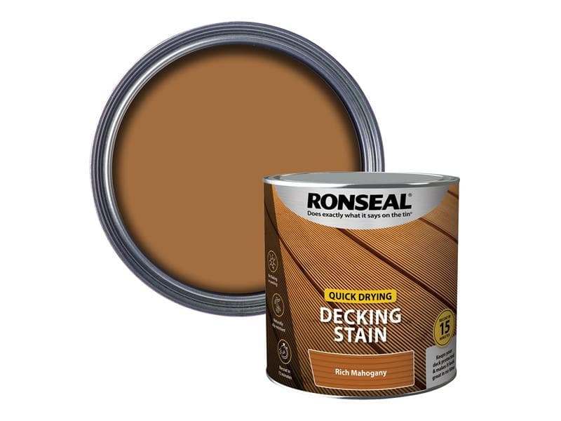 Ronseal 39076 Quick Drying Decking Stain Rich Mahogany 2.5 Litre