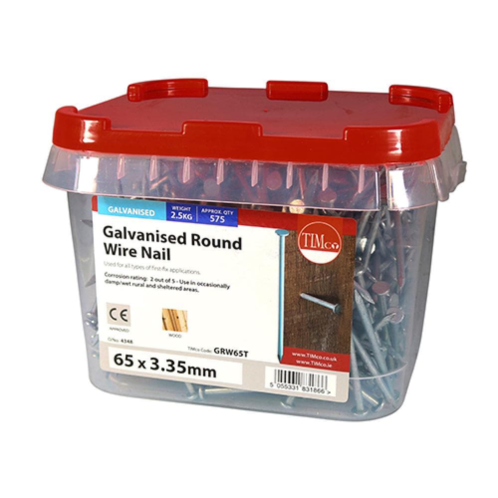 Timco GRW65T Round Wire Nails - Galvanised 65 X 3.35