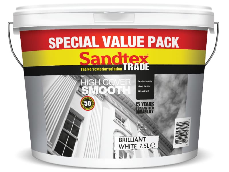 Sandtex Trade High Cover Smooth Masonry Paint Brilliant White 7.5L