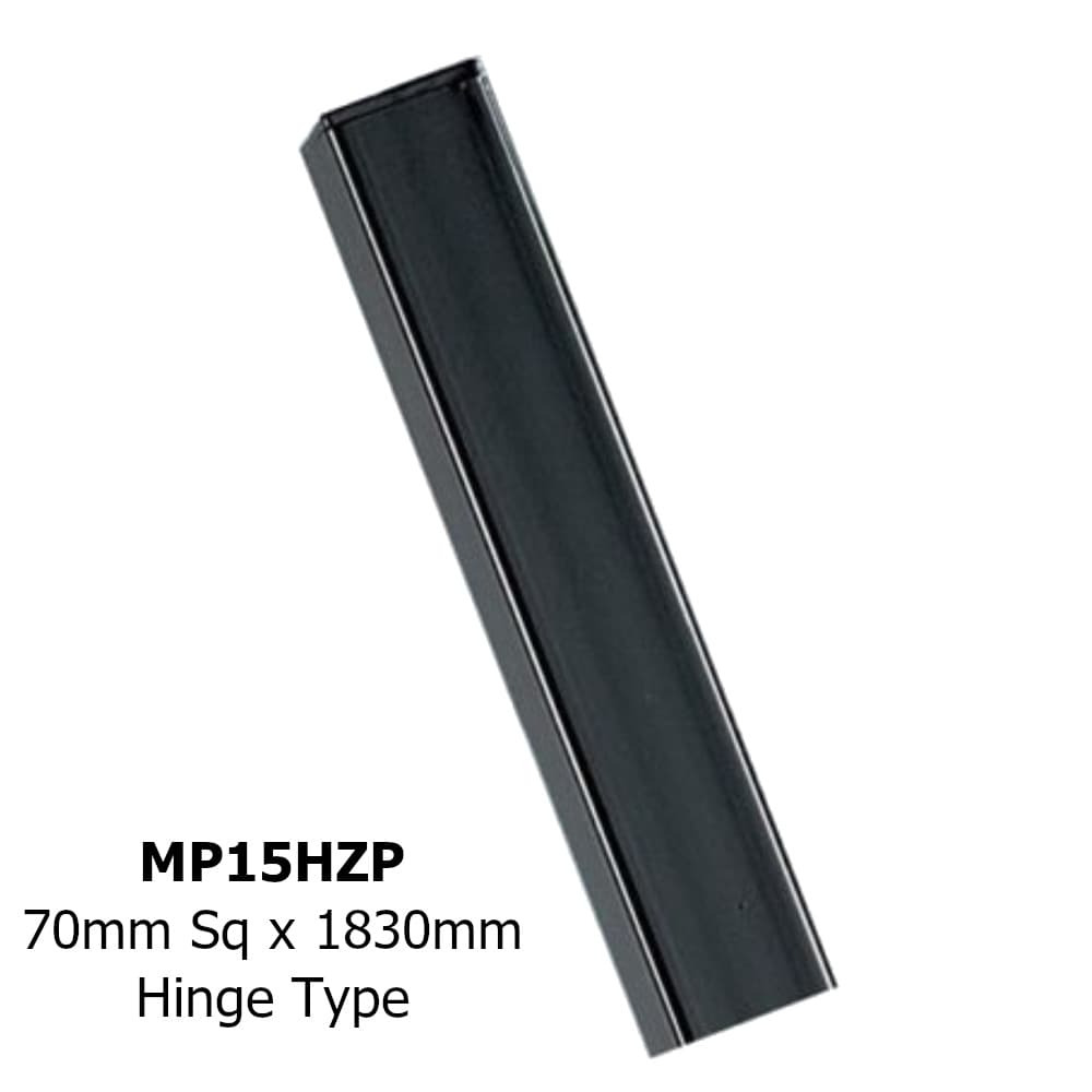 Universal Premium Blank Flat Top Metal Hinge Post 70mm Square x 1830mm Long Concrete in Zinc & Powder MP15HZP