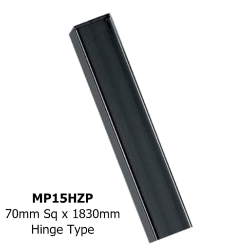 Universal Premium Blank Flat Top Metal Hinge Post 70mm Square x 1830mm Long Concrete in Zinc & Powder MP15HZP