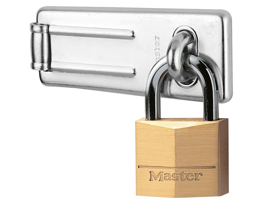 Master Lock Hasp 89mm + Solid Brass Padlock 40mm 140703EURD