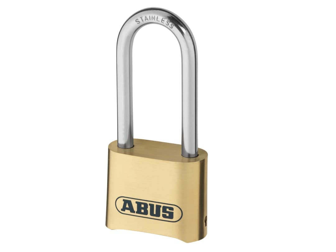 ABUS Mechanical 180IB/50HB63 50mm Brass Body Combination Padlock Long Shackle (4-Digit) Carded 10032075-01