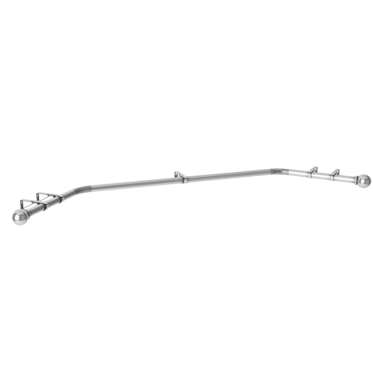 Ball Finial Curved Bay Window 3 Sided Curtain Pole - 28mm Eyelet - 4000mm - Satin Silver - Classic Cup Bracket