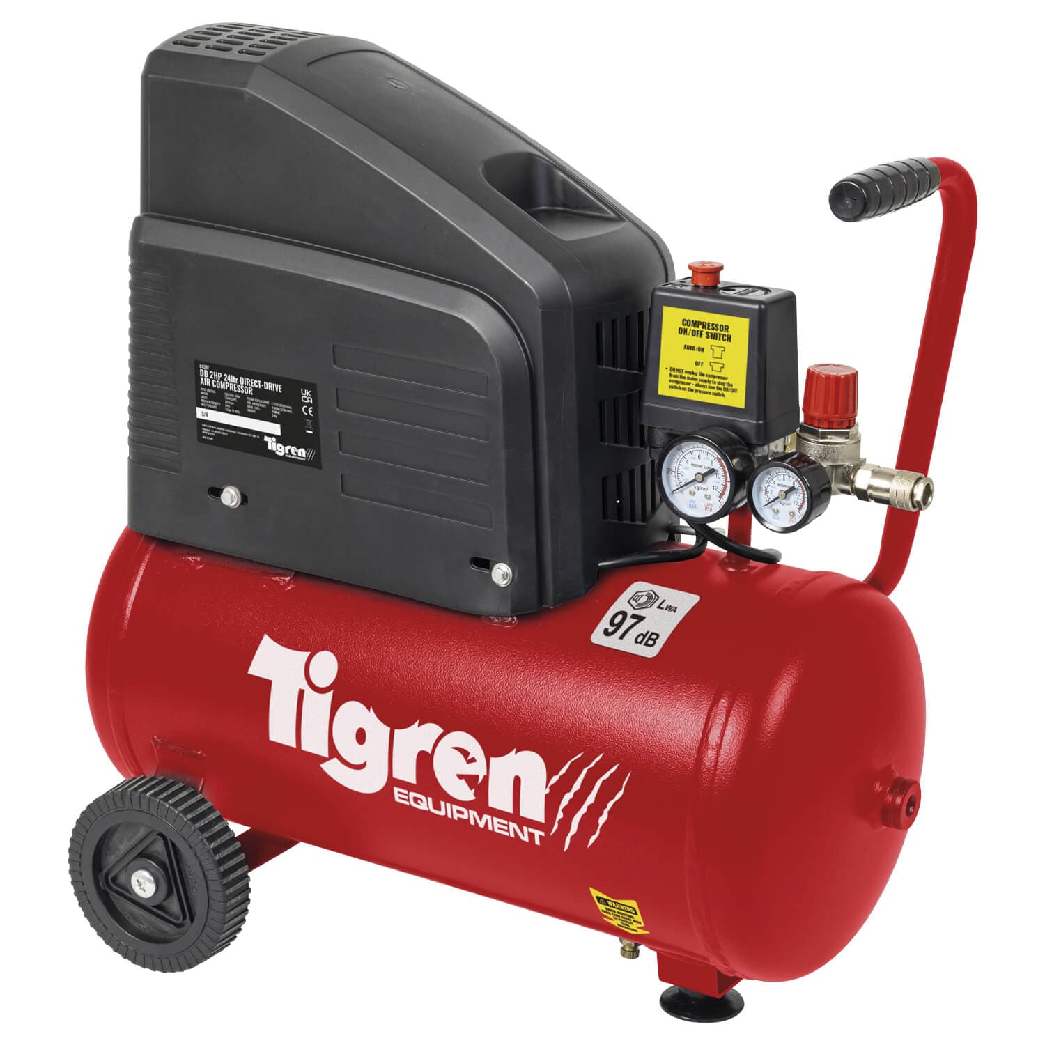 Tigren Dd 2Hp 24Ltr Direct Drive Compressor With 7Pc Air Kit 04397