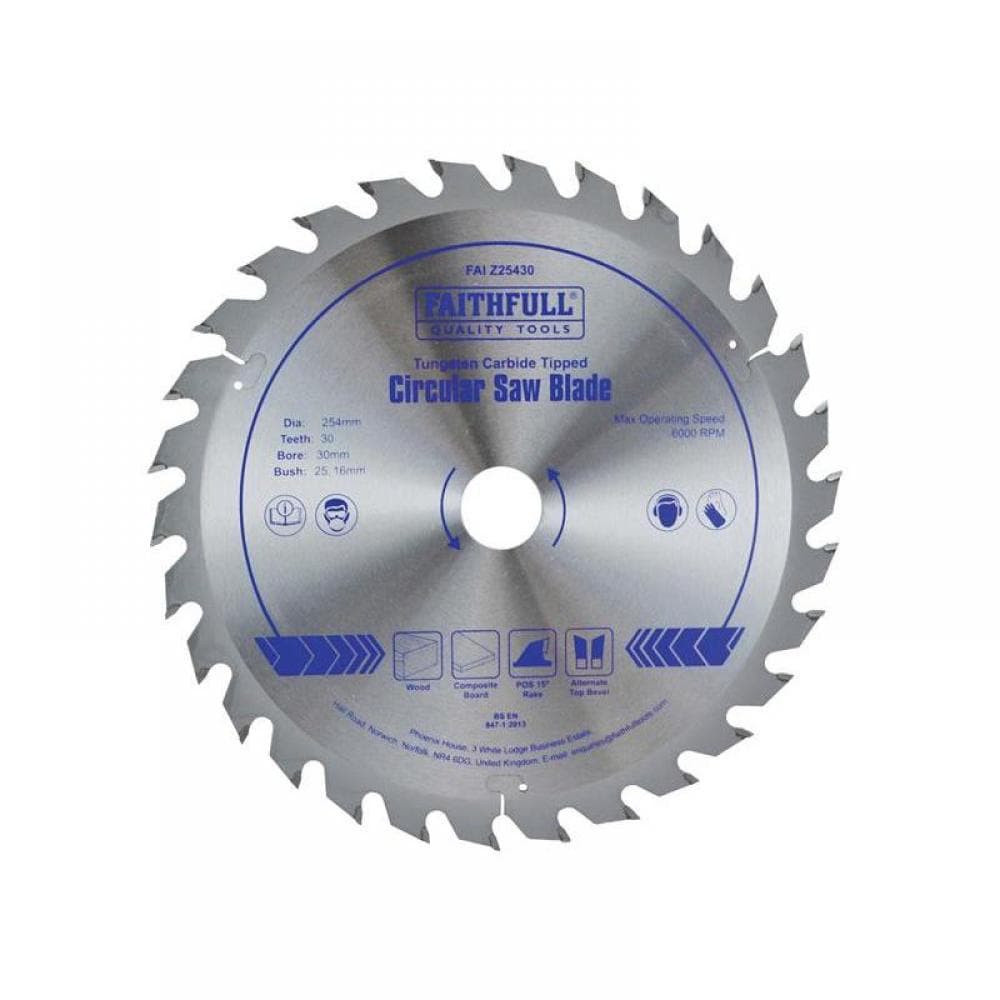 Faithfull FAIZ25430 Tct Circular Saw Blade 254 X 30Mm X 30T Pos
