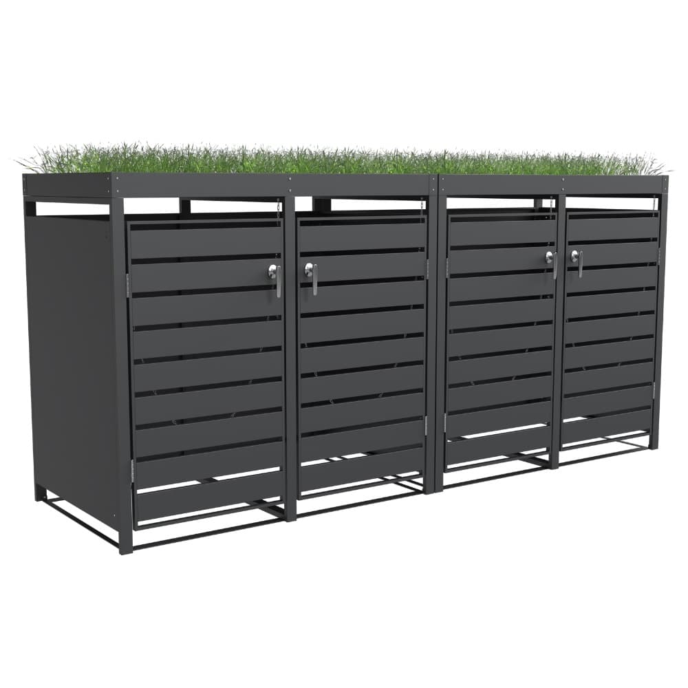 Ecoscape Quadruple Bin Storage with Planter - Charcoal