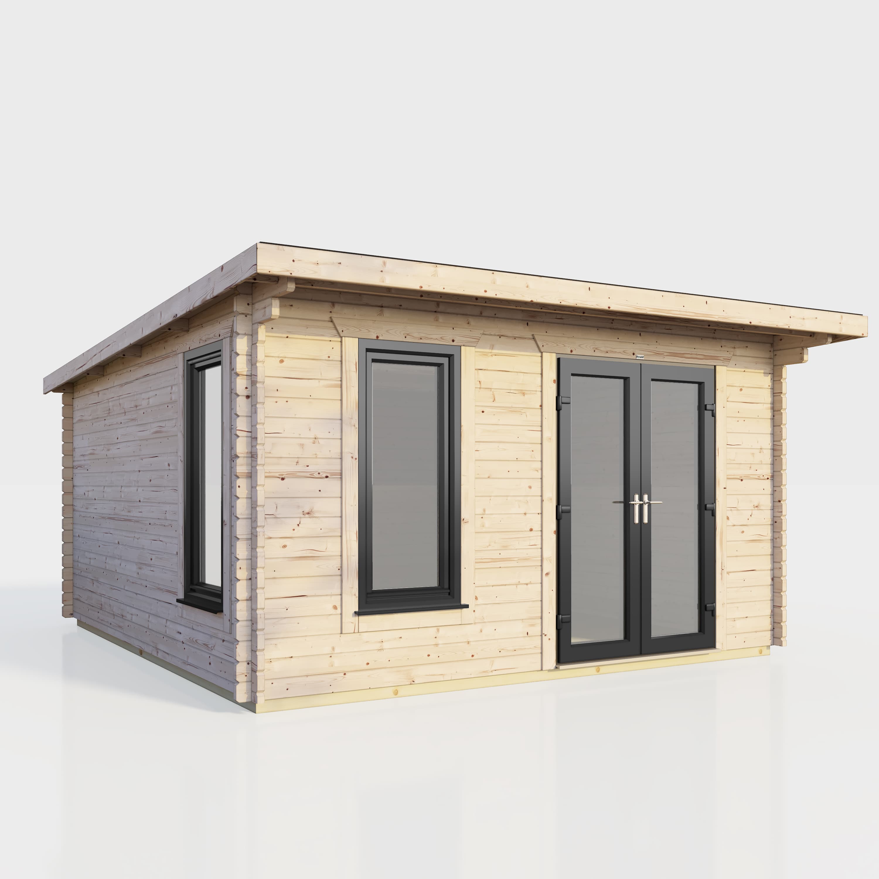 14 x 12 Power Pent Log Cabin Right Doors