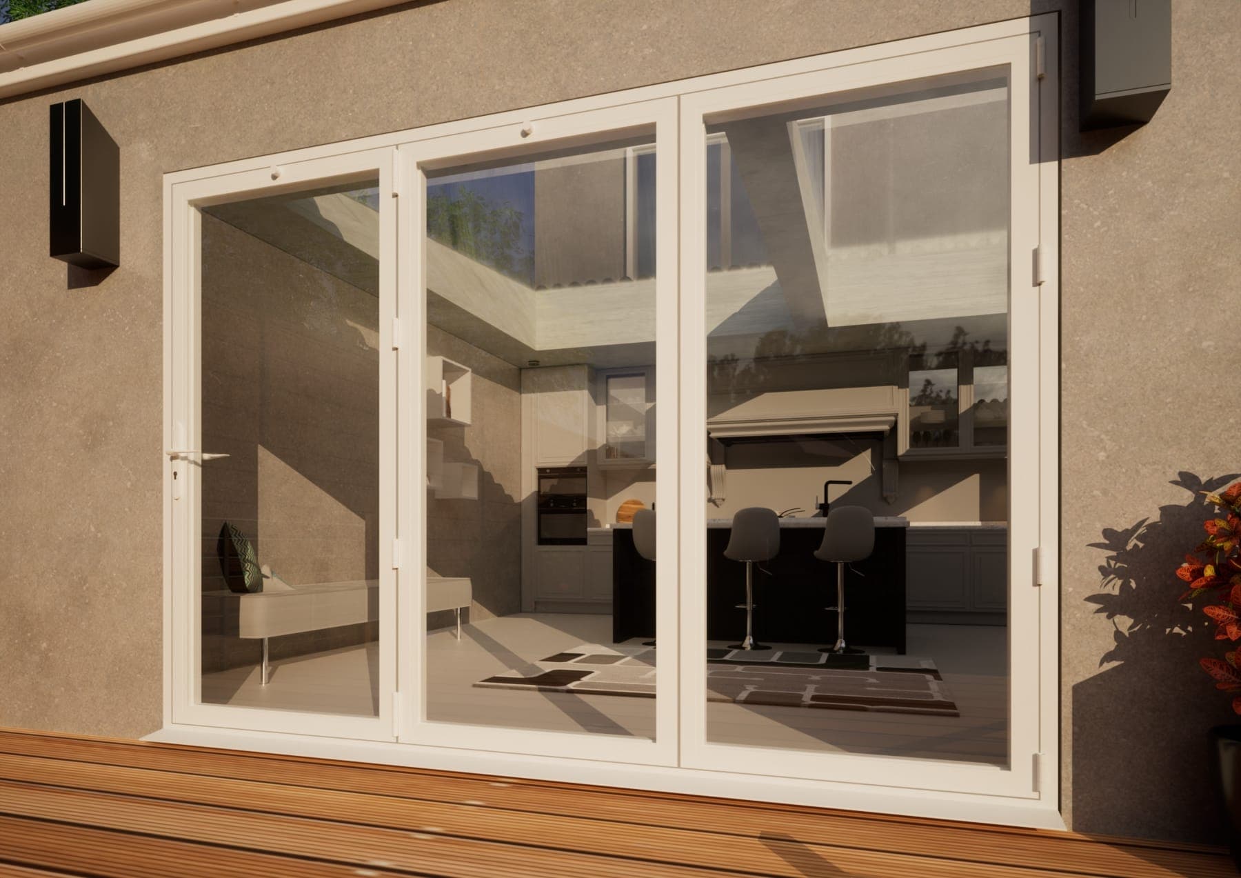 Aluminium Bifold Door Part Q Compliant - 3000mm White - 3 Right
