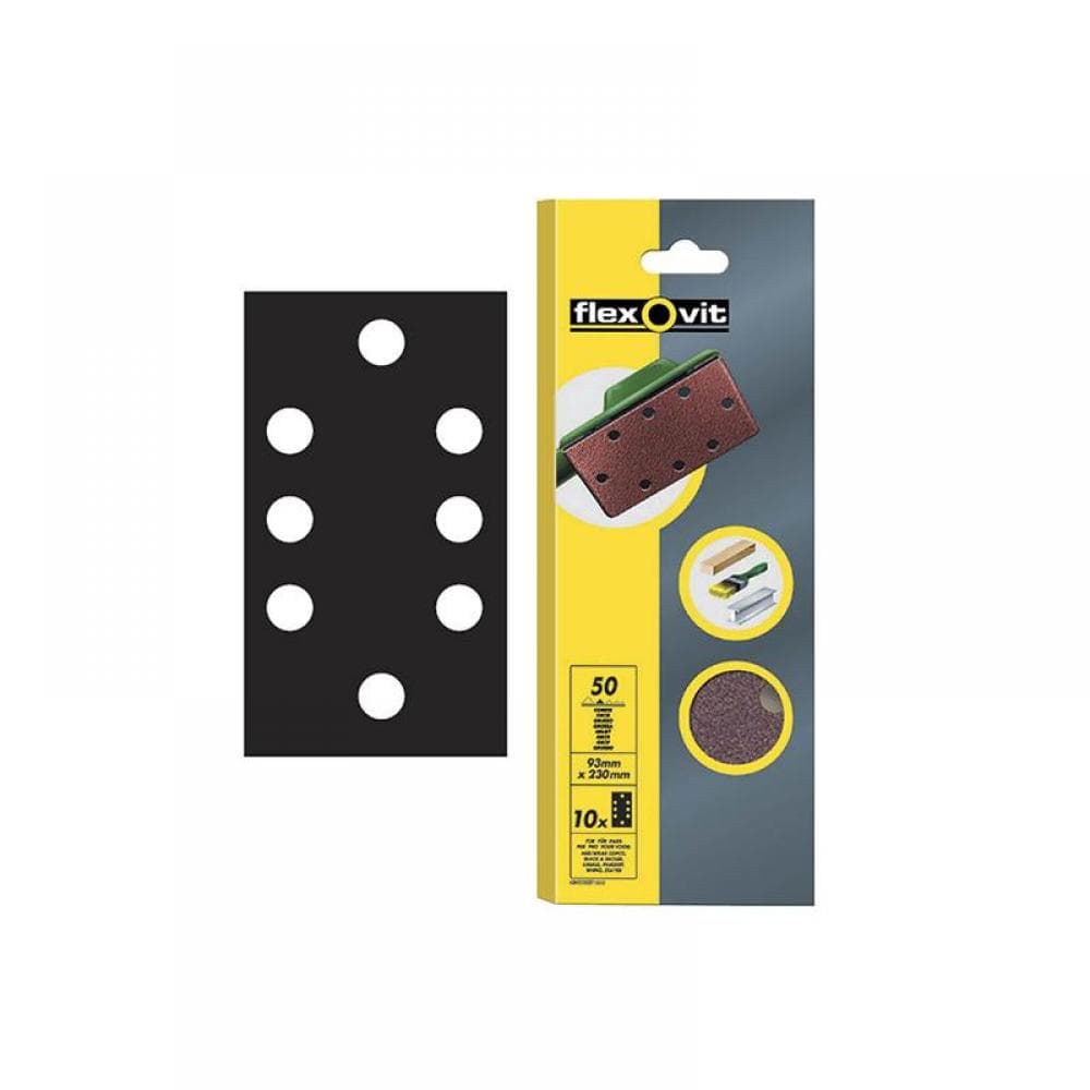 Flexovit 63642526340 1/3 Sanding Sheets Perforated Medium 80 Grit (Pack 10)