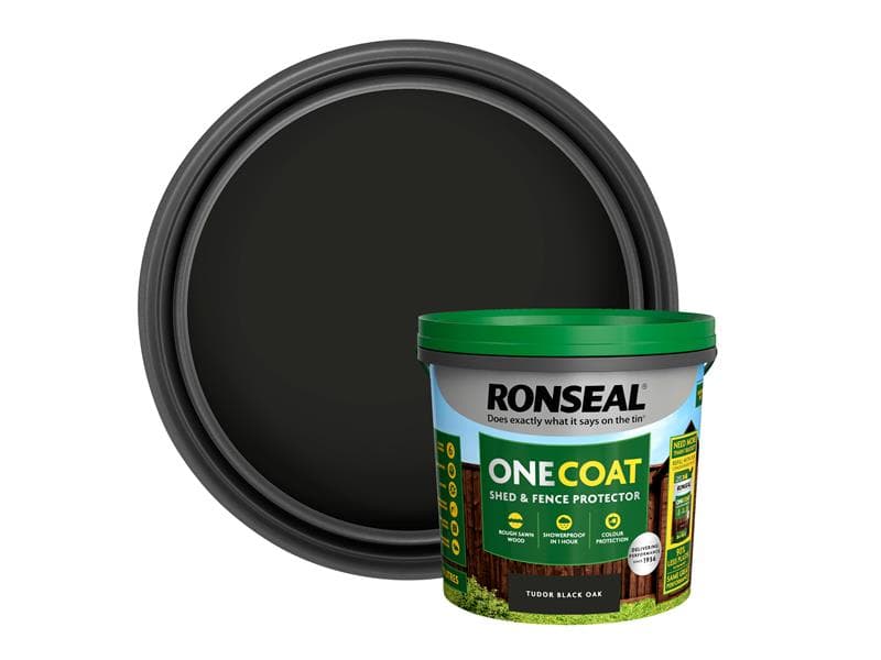 Ronseal KCB.8174503.10400.81 One Coat Shed & Fence Protection Tudor Black Oak 5 Litre