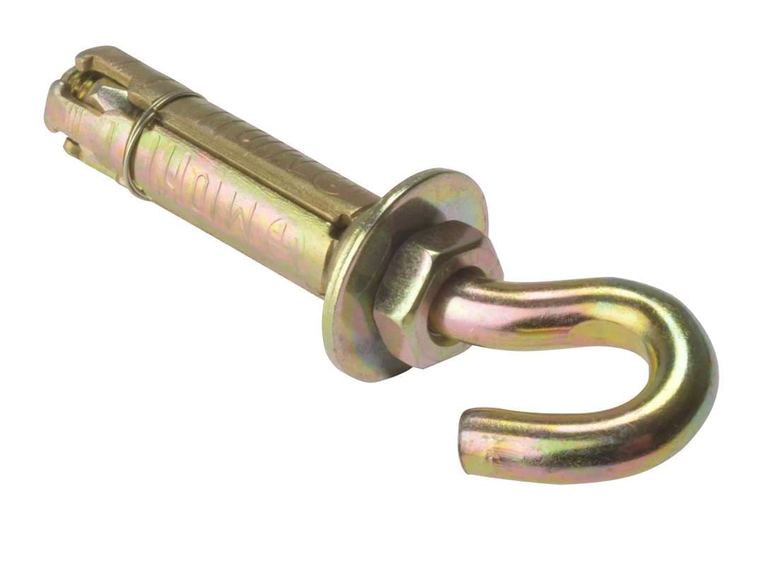 Fandf 10HOOK6 Masonry Anchor - Hook Bolt - Zinc Yellow Passivated M6 (Bag Of 10)