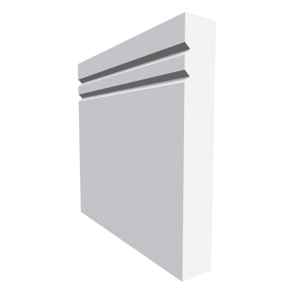 Square Edge V Grooved 2 MDF Skirting Board Unprimed 4200mm x 120mm x 18mm