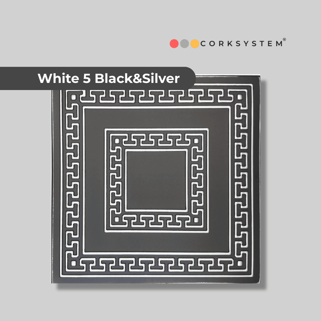 White 5 (Black&Sivler): Decorative Ceiling & Wall Panels - 2m2 (21.52 sqft) - 8 Panels