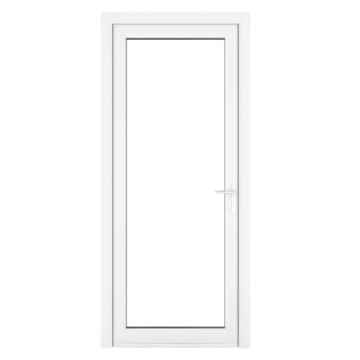 Crystal Single Door Full Glass Left Hand White Clear 840 x 2090 x 70mm