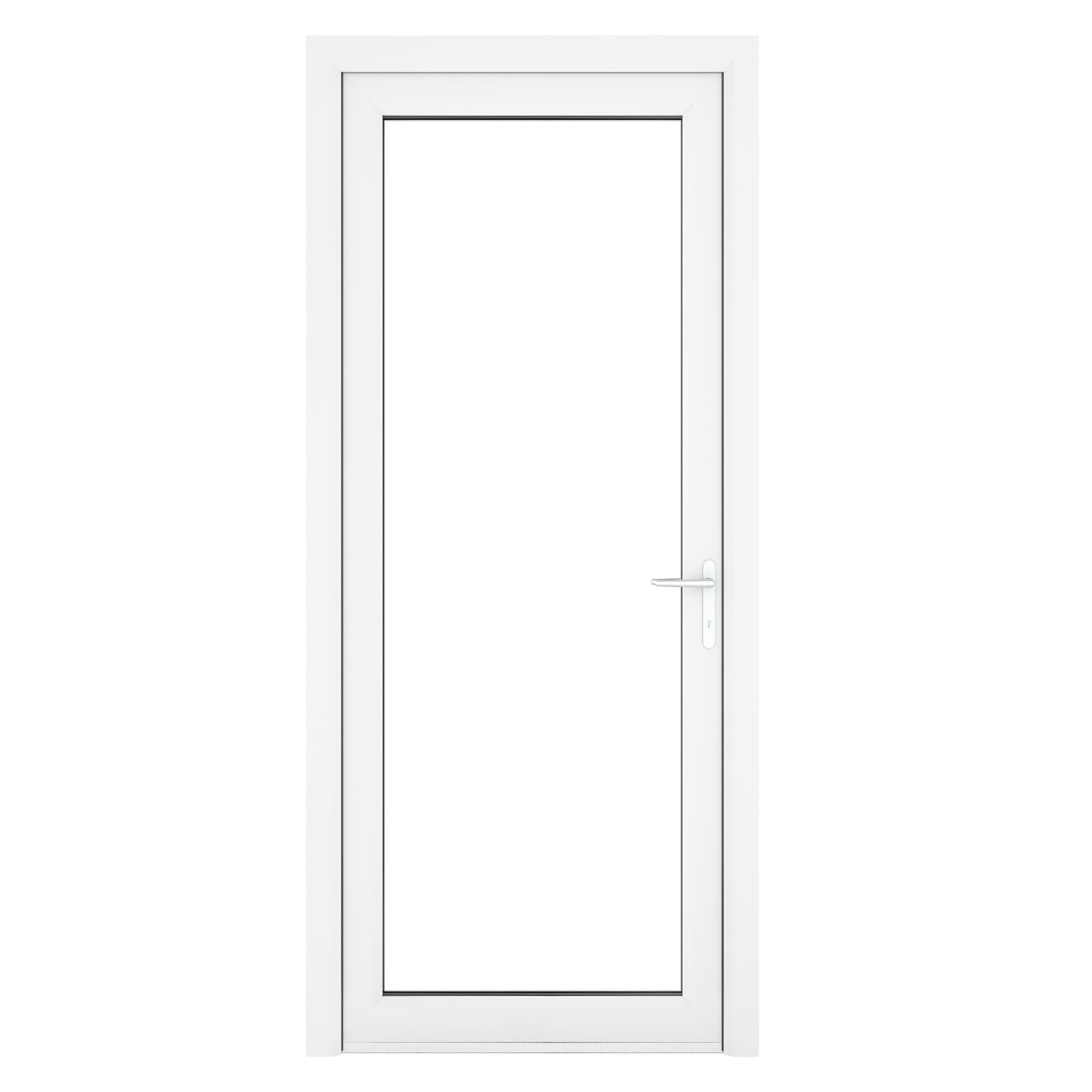 Crystal Single Door Full Glass Left Hand White Clear 840 x 2090 x 70mm