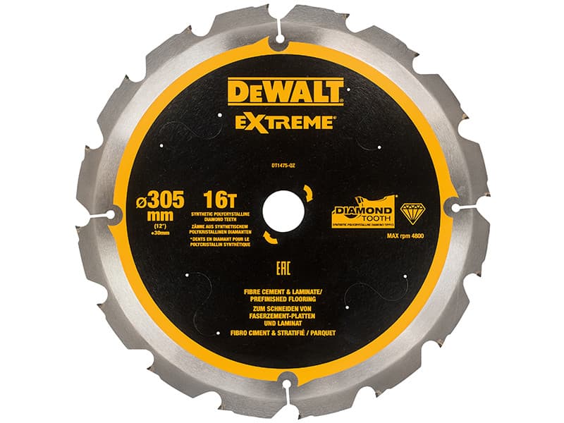 Dewalt DT1475-QZ Extreme Pcd Fibre Cement Saw Blade 305 X 30Mm X 16T