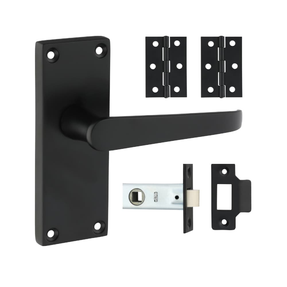 Timco Victorian Straight Latch Door Pack - Matt Black Box 1 200952