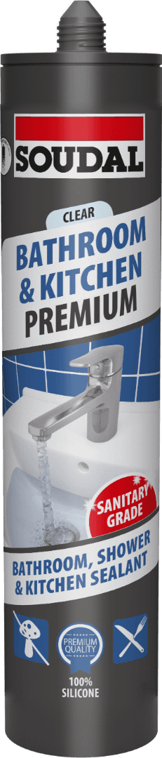 Soudal Premium Bathroom Kitchen & Shower Silicone Sealant Clear 290Ml 159278