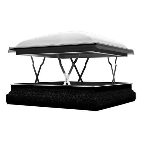 Smoke Ventilation Domed Flat Roof Window - 1000mm x 1000mm Double Glazed White 2x Actuators