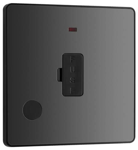 Screwless Flatplate Polished Chrome Unswitched 13A Fused Connection Unit With Cable Outlet FPC55-01