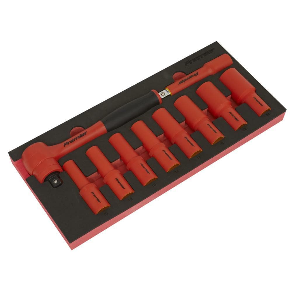 Sealey TBTE11 Insulated Socket Set With Tool Tray 10Pc 1/2inSq Drive - Vde Approved