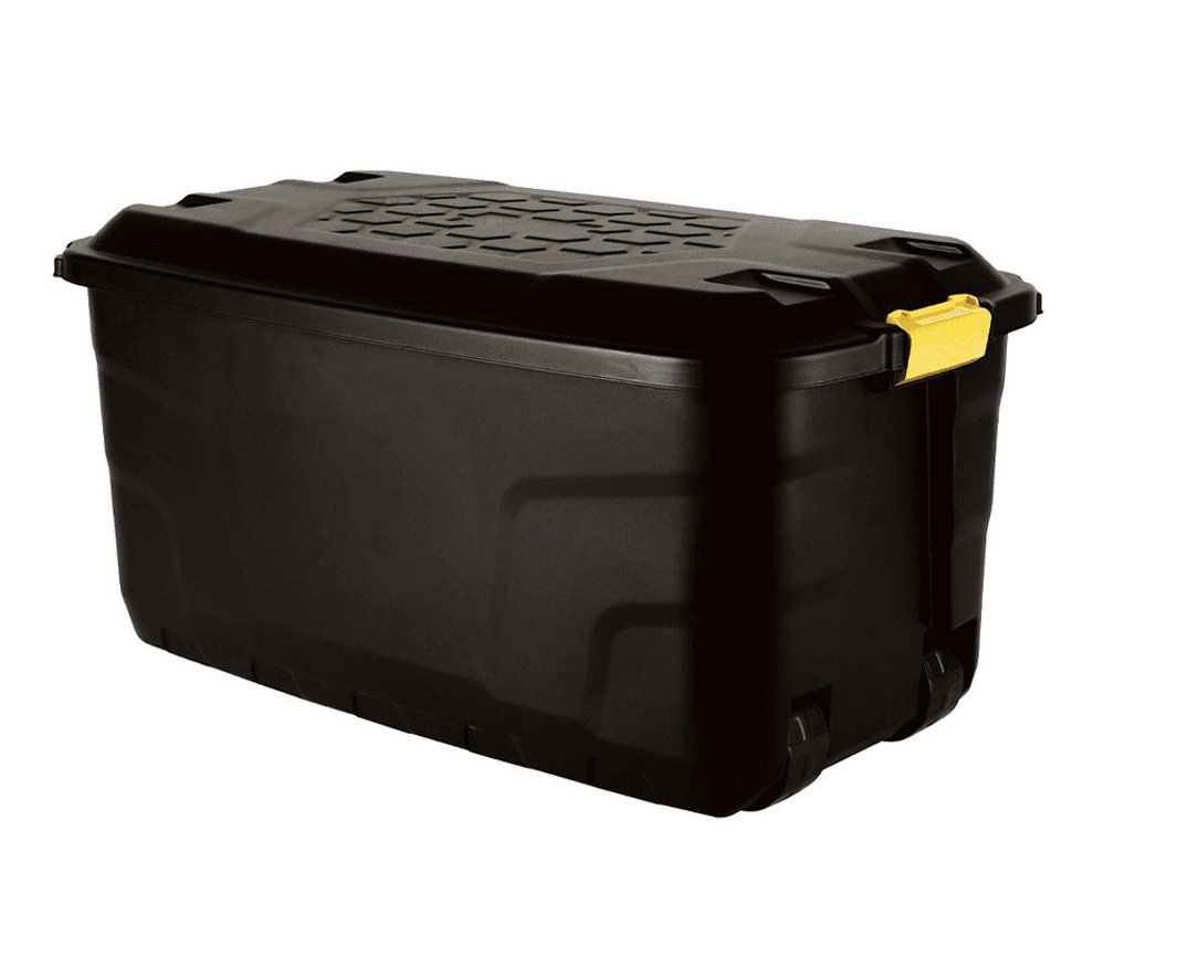 145L Heavy Duty Trunk on Wheels Plastic Black Strata