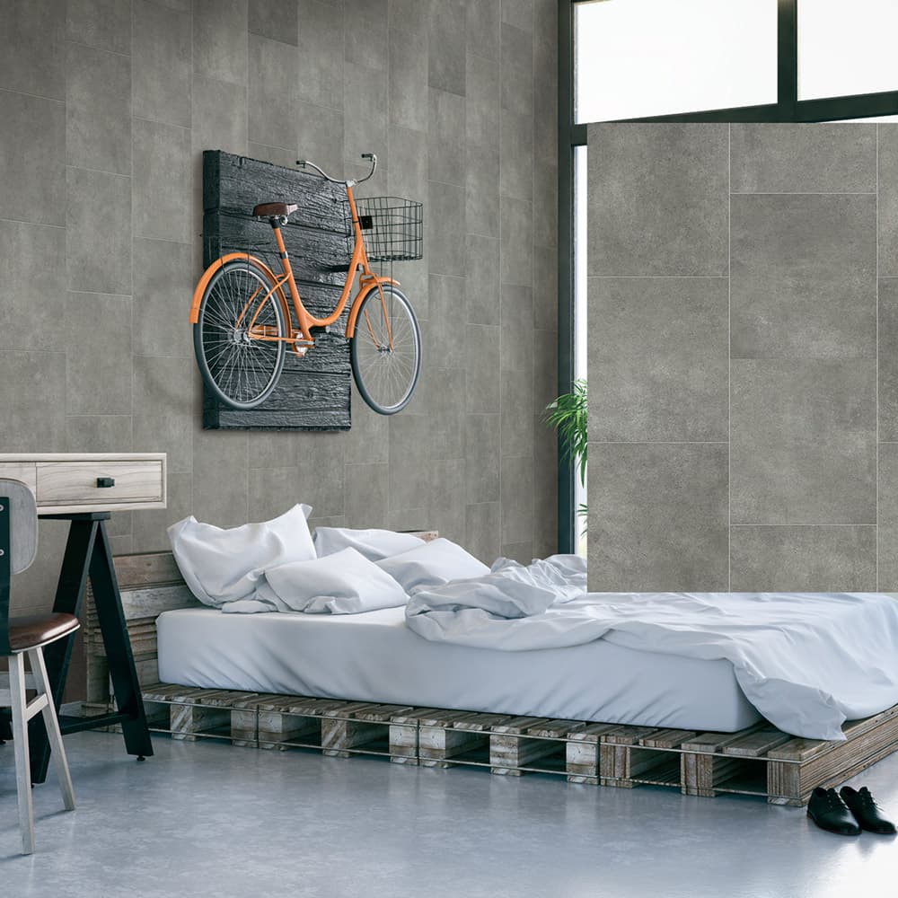 Klassic Dark Grey Matt Tile Effect PVC Wall Panel (8mm)
