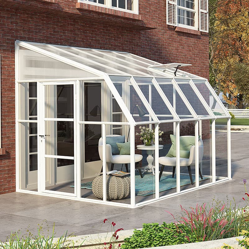 8â x 10â Palram Canopia Rion White Sun Room Walk-In Wall Greenhouse (2.4m x 3.0m)